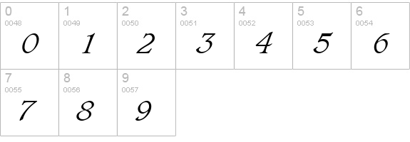 Caxton LT Light Italic numbers 0-9 preview