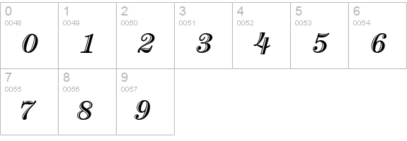 CenturyHandtEF-BoldItalic numbers 0-9 preview