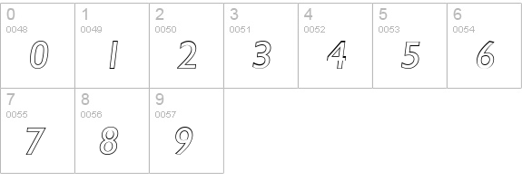ChantillyOutline-Italic numbers 0-9 preview