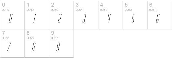Chasline-Oblique numbers 0-9 preview