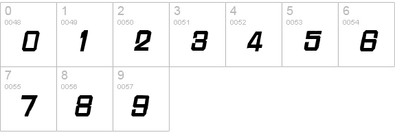 Chinese Rocks Xp Bold Italic numbers 0-9 preview