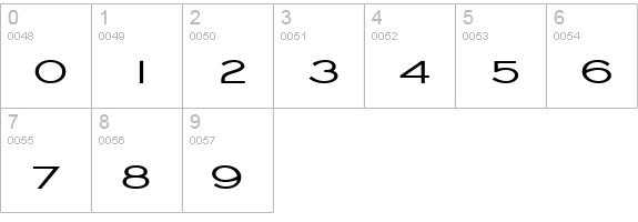 Chisel Wide Normal numbers 0-9 preview