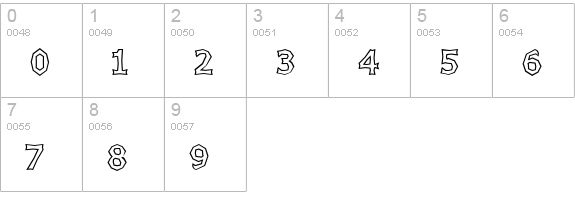 Chizzler Bold Outline numbers 0-9 preview