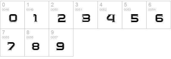 Chrome Yellow Inline NF numbers 0-9 preview