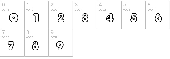 ChubbyOutline Bold numbers 0-9 preview