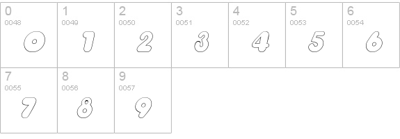 ChubbyOutline Italic numbers 0-9 preview