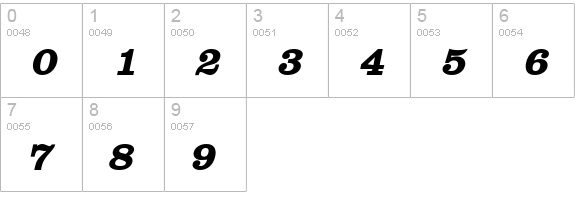 Clare Bold Italic numbers 0-9 preview
