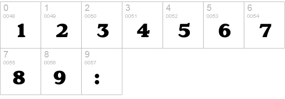 ClaremontExBoldTab numbers 0-9 preview