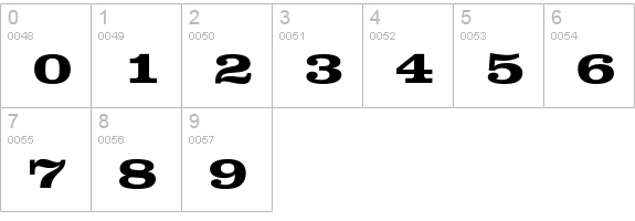 ClarendonEF-BoldExpanded numbers 0-9 preview
