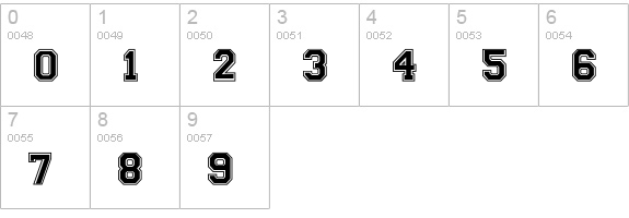 CollegiateHeavyOutline Medium numbers 0-9 preview