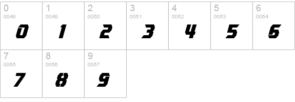 Combatron Bold Italic numbers 0-9 preview