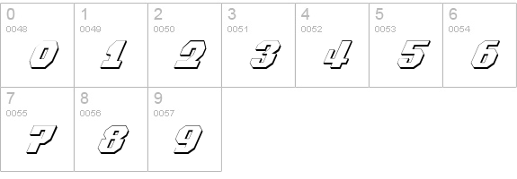 Commonwealth 3D Italic numbers 0-9 preview
