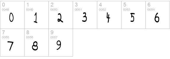 CrayonCondensed numbers 0-9 preview