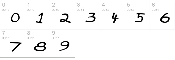 CrayonExtended Slanted numbers 0-9 preview