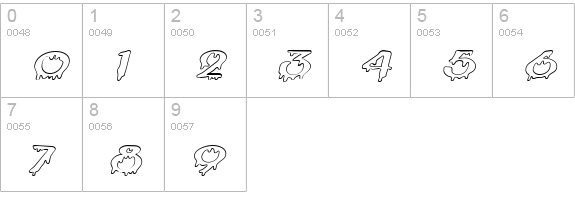 Creepy HollowExtended Italic numbers 0-9 preview