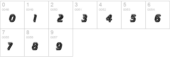 Crillee Italic Inline Shad Plain numbers 0-9 preview