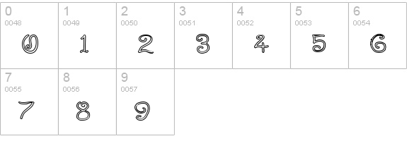 Curlmudgeon Hollow numbers 0-9 preview