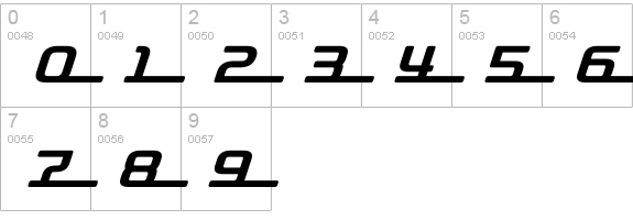 D3 Roadsterism Long Italic numbers 0-9 preview
