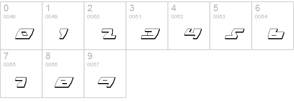 Daedalus Shadow Italic numbers 0-9 preview