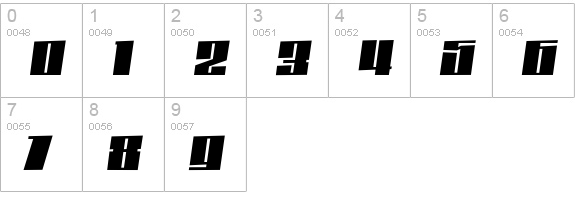 DaleysGothic-BlackItalic numbers 0-9 preview
