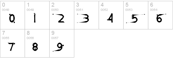 DamagedSataLightExtended numbers 0-9 preview