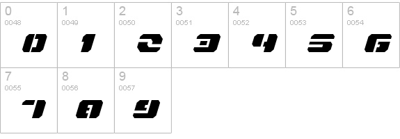 Dan Stargate Expanded Italic numbers 0-9 preview