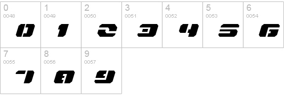 Dan Stargate Extra-expanded Italic numbers 0-9 preview