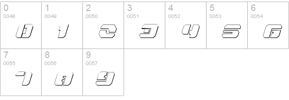 Dan Stargate Outline Italic numbers 0-9 preview