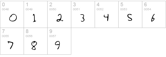 DarinsHand Regular numbers 0-9 preview