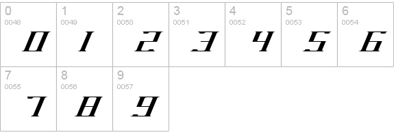 DarkWind Expanded Italic numbers 0-9 preview