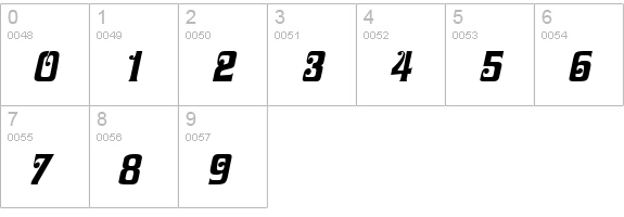 Dascha Italic numbers 0-9 preview