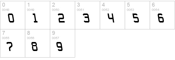 Daville Condensed Rev Slanted numbers 0-9 preview