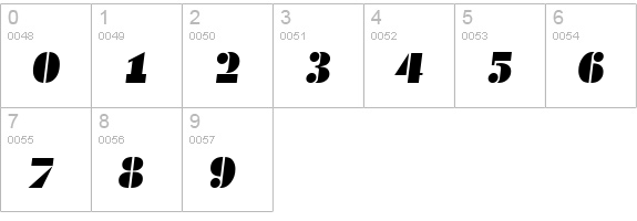 DekoBlackSerial-Italic numbers 0-9 preview