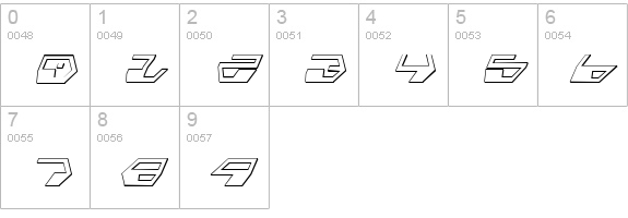 Deranian Shadow Italic numbers 0-9 preview
