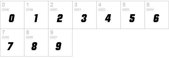 DiamanteEF-ExtraBoldItalic numbers 0-9 preview