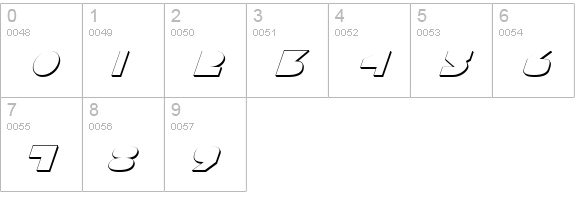 Disco Deck Shadow Italic numbers 0-9 preview