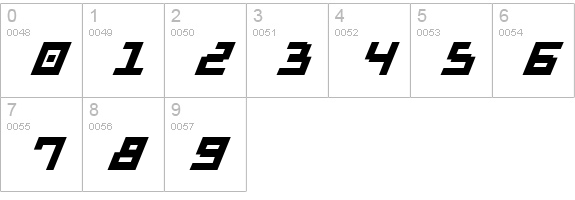 Drid Herder Solid Italic numbers 0-9 preview