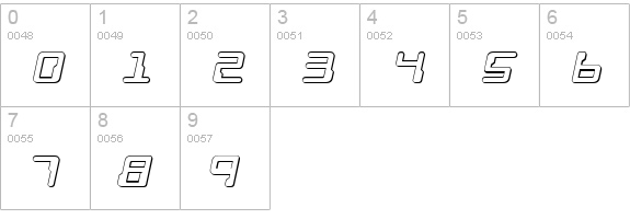 Droid Lover 3D Expanded Italic numbers 0-9 preview