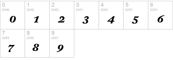 DTL Fleischmann T Bold Italic Caps numbers 0-9 preview