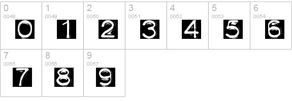 DymoFontInvers numbers 0-9 preview
