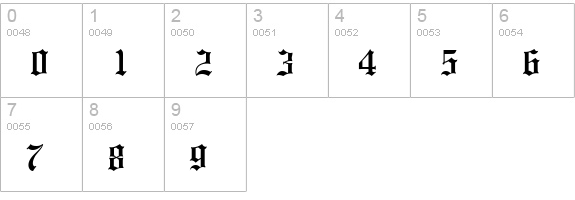 E780-Blackletter-Regular numbers 0-9 preview