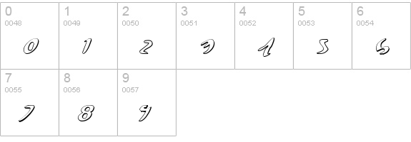 Eagleclaw 3D Italic numbers 0-9 preview