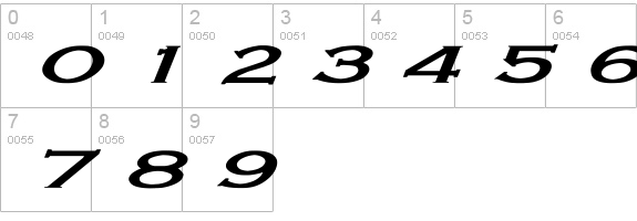 Engraver-Light Ex Bold Italic numbers 0-9 preview