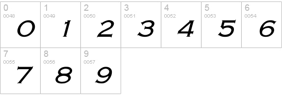 Engraver-Light Italic numbers 0-9 preview