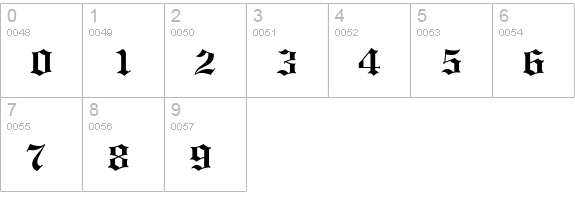 Engravers Old English Bold numbers 0-9 preview