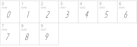 Eric Lite Italic numbers 0-9 preview
