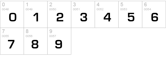 Eurostile Demi numbers 0-9 preview