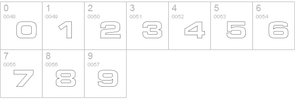 EuroTechnicExtBoldOutline numbers 0-9 preview