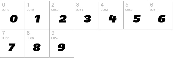 Exert-BlackItalic numbers 0-9 preview