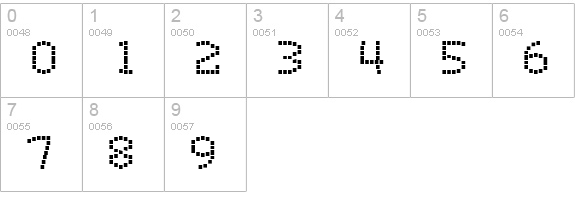 Exit font (for a film) numbers 0-9 preview